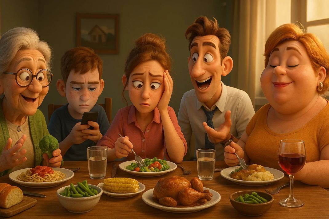 Scène de repas de famille utilisée pour expliquer le persona marketing Scène de repas de famille utilisée pour expliquer le persona marketing